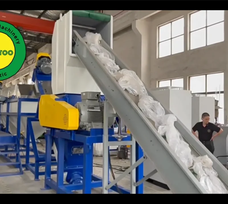 Plastic recycling machinery in factory