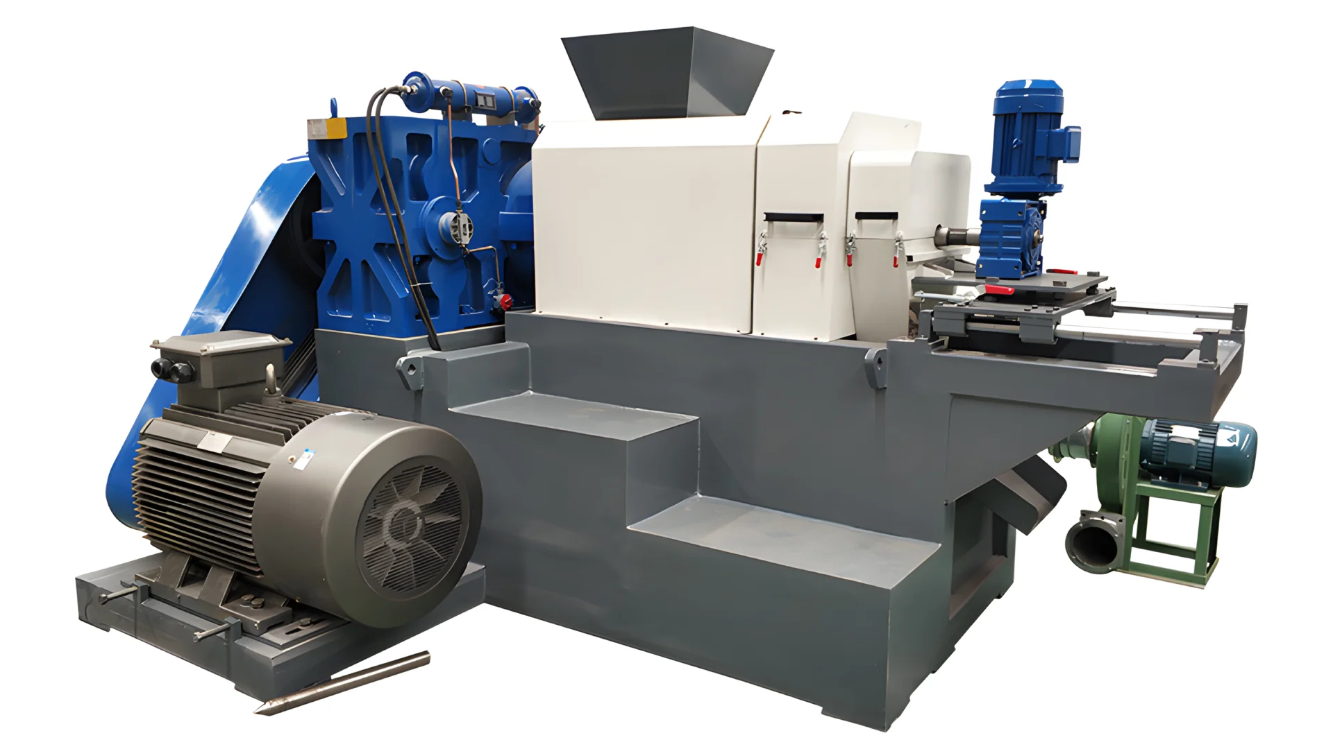 Plastic film squeezer drying machine with a large motor and hopper, designed for dewatering and drying recycled plastic films.