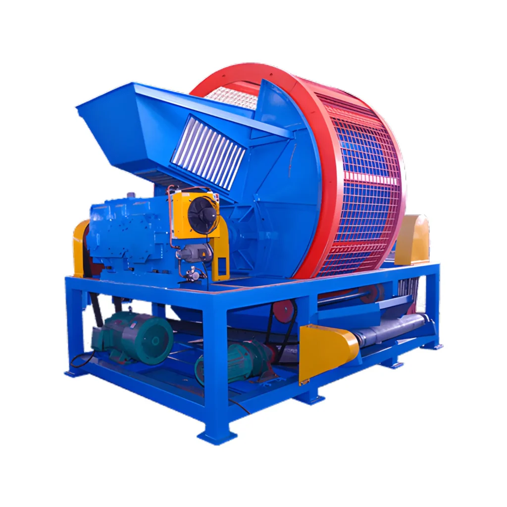 Large industrial blue and red cable recycling machine