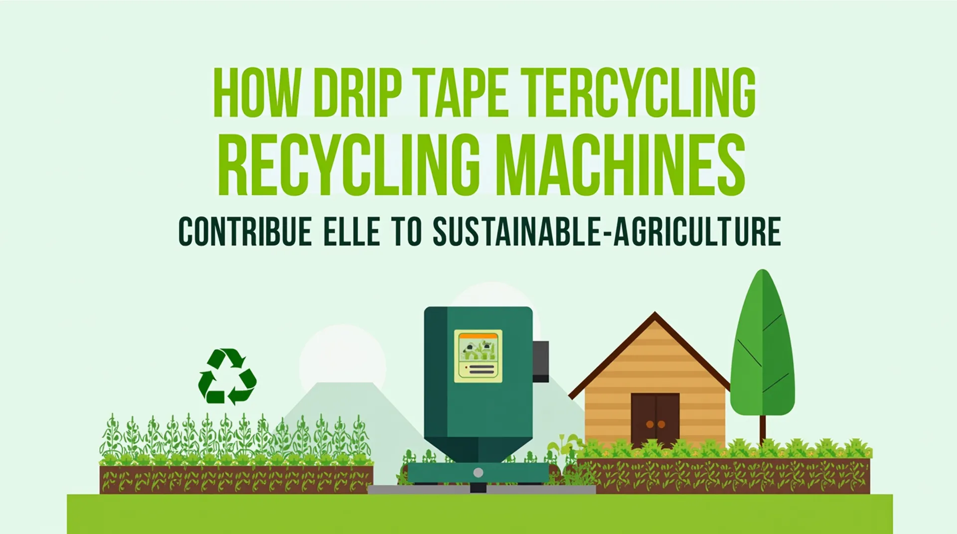 Ilustração de máquina de reciclagem de fita gotejadora na agricultura